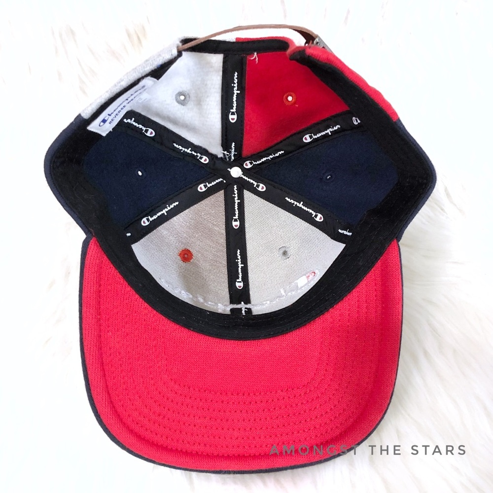 Champion Reverse Weave Red Blue Grey Strapback Hat - Picture 7 of 7